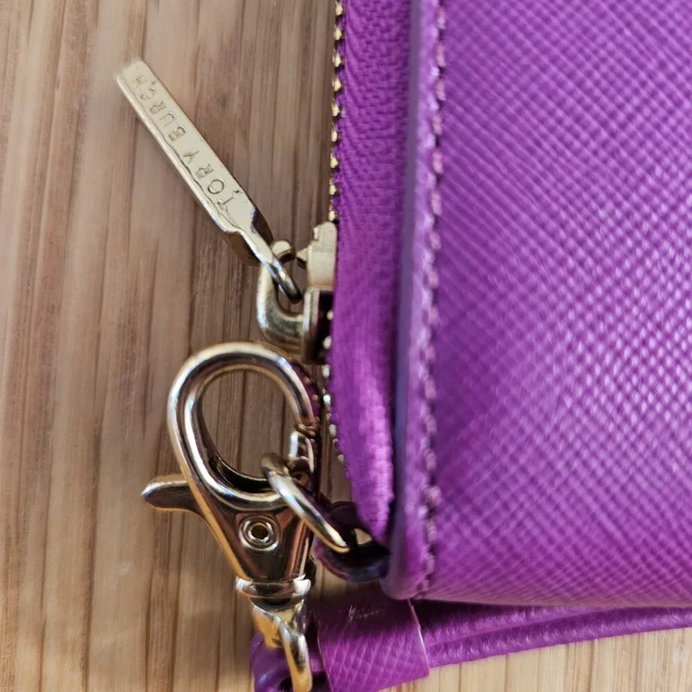 Tory Burch Purple Zip-Around Wristlet Wallet